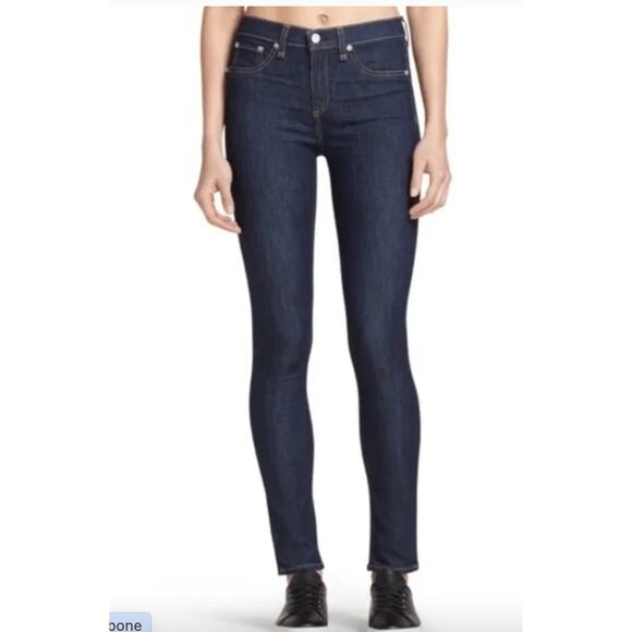 Rag & Bone Skinny Leg Jeans Dark Olive Harrow Blue Wash Women's 27 Capsule Easy - Picture 1 of 8